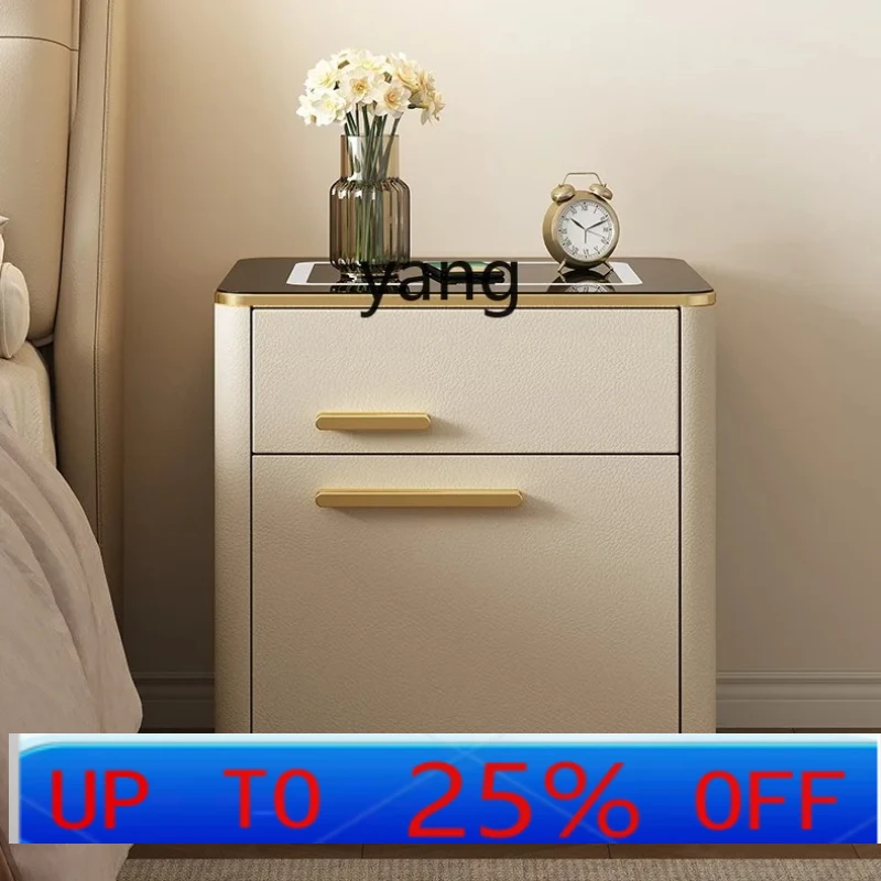 LH  Home Anti-theft Bedside Table Safe Solid Wood Fingerprint Password Drawer Bedside Cabinet