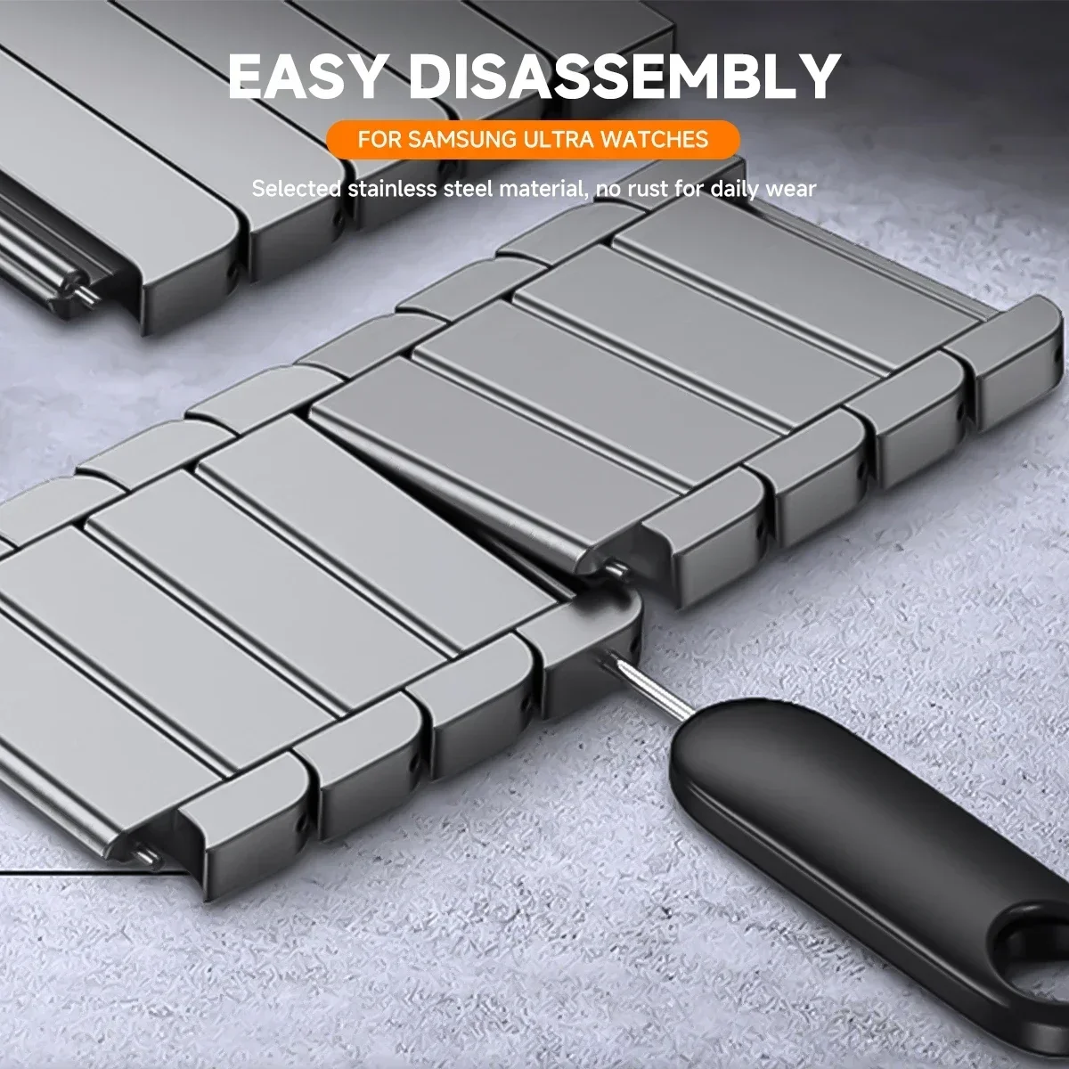 Para Samsung Watch 7 Ultra correa de 47mm para Galaxy Watch 7 Ultra correa de acero inoxidable de lujo pulsera de repuesto de reloj ajustable