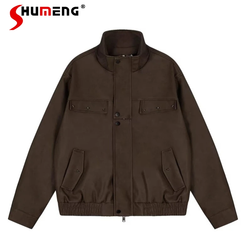 

Модные куртки с воротником-стойкой для мужчин и женщин 2026: Свободные, удобные, простые, универсальные, стильные, с длинным рукавом, для пар