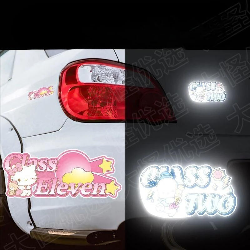 ملصق عاكس لتزيين شخصية السيارة هالو كيتي كورومي، ملصق سيارة كرتوني يحجب الخدش، ملصق تحذير عاكس