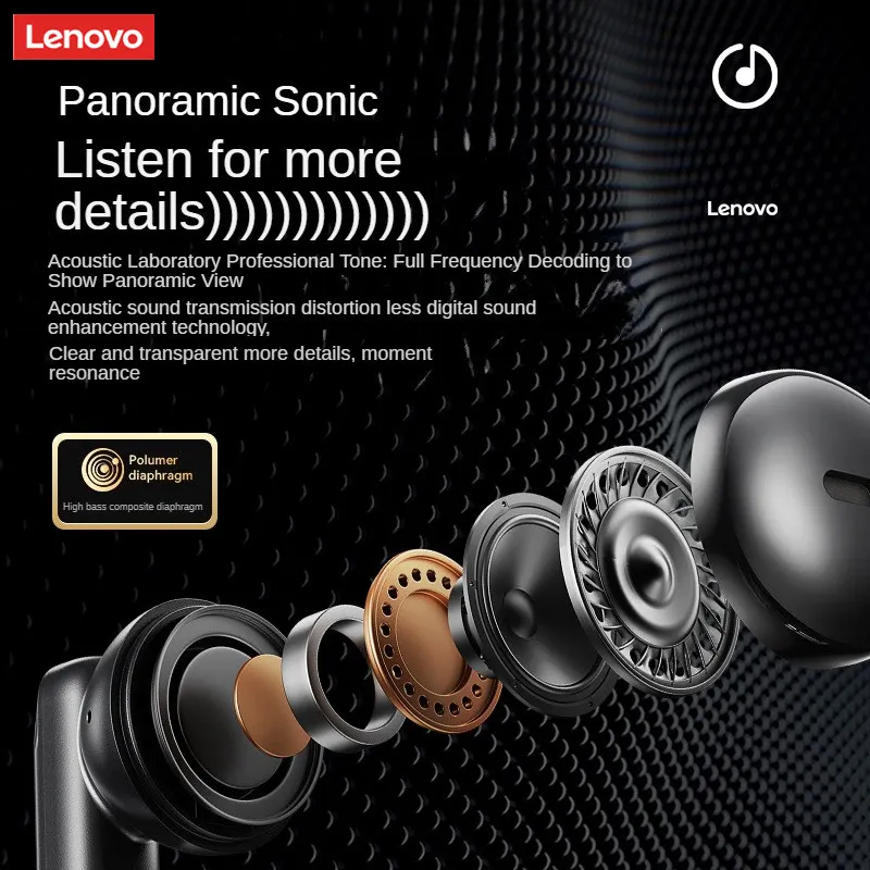 Lenovo-Bluetooth 5.4ワイヤレスヘッドセット,デュアルモードデコード,長距離,高音質,ea120