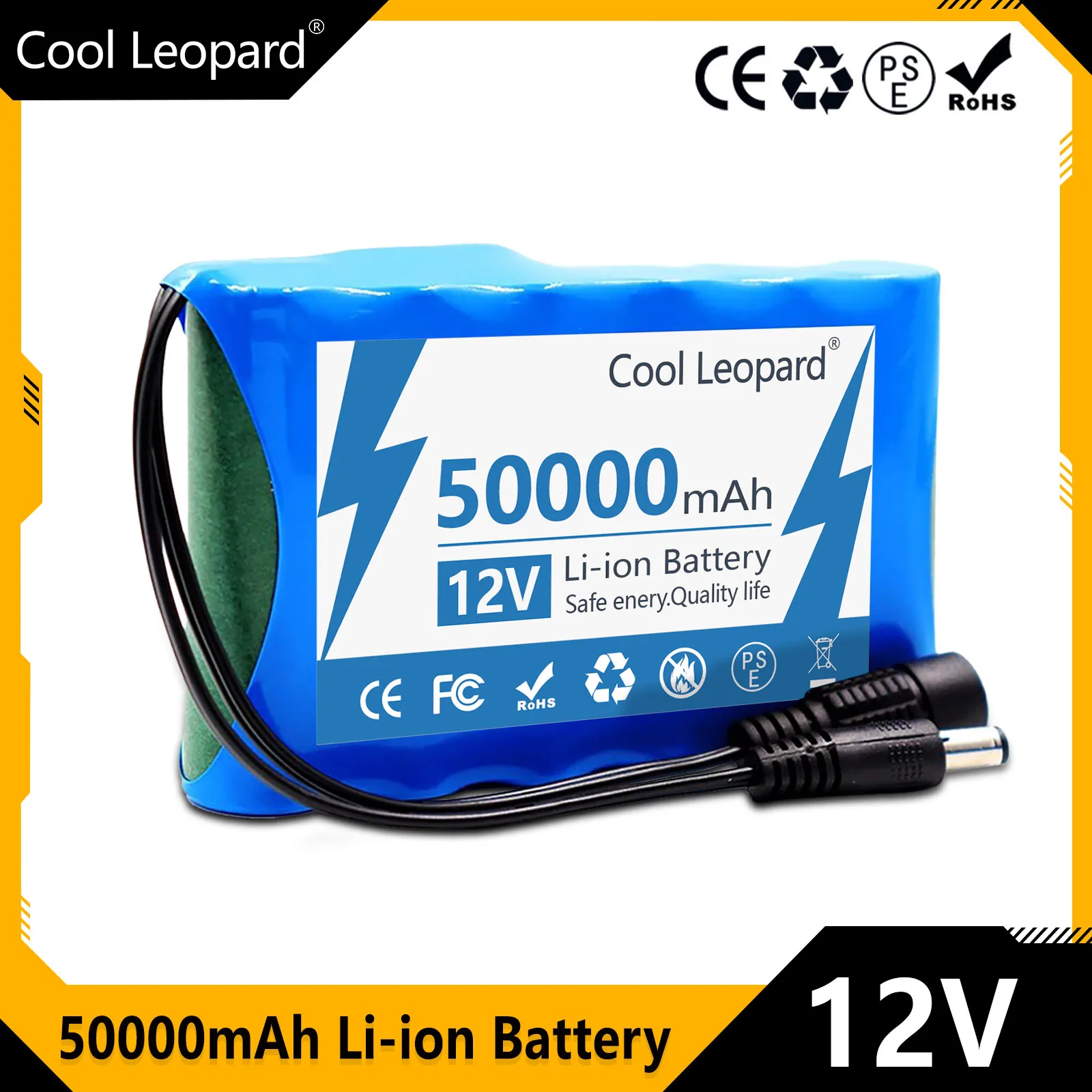 

Cool Leopard Rechargeable Battery 12V 50000mah Lithium Ion Battery Pack Capacity DC 12.6v 20Ah CCTV Camera Monitor With Charger