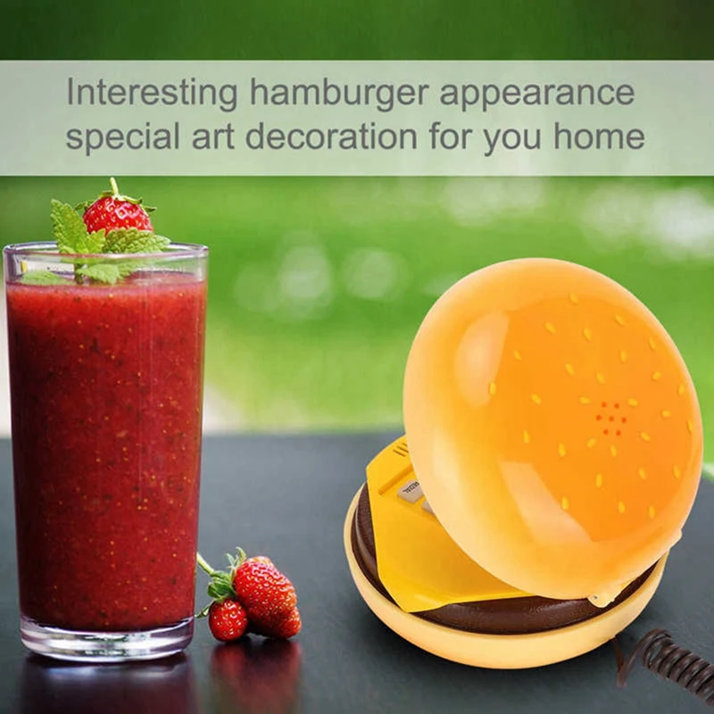 Funny Gadgets Emulational Hamburger Telephone Wire Landline Phone Cheeseburger Phone For Home Office Hotel Decoration