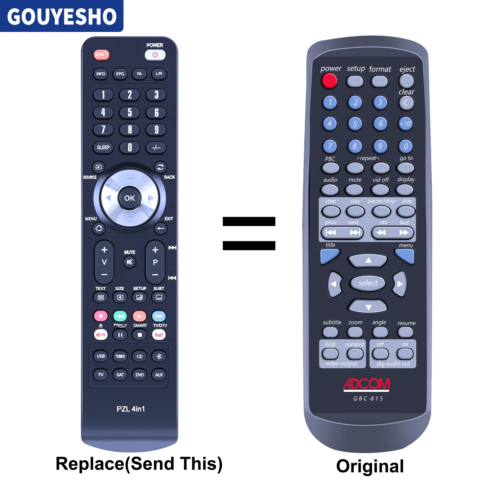 New Replacement Remote Control For Adcom DVD Player GDV-870 GDV-850