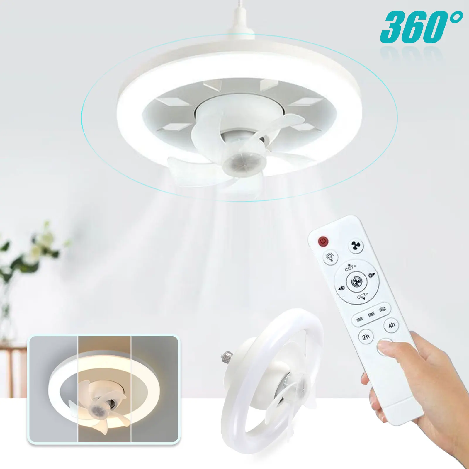 360° LED Fanlight With Remote Control E27 AC85-265V Ceiling Fan Bulb LED Light Brightness Adjustment For Indoor Home Living room