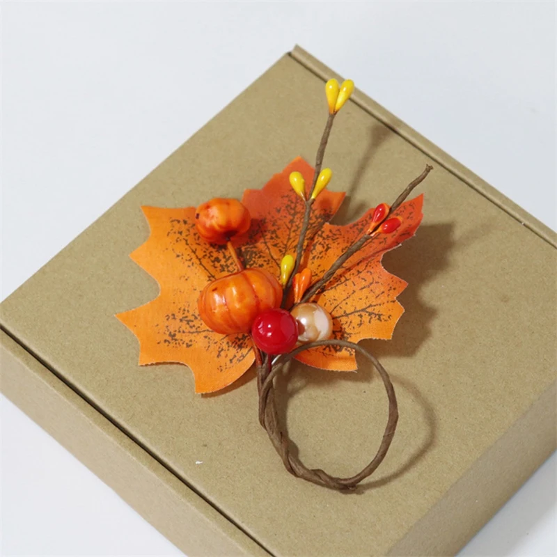 10PCS Pumkins Napkin Rings Thanksgiving Napkin Ring Holder Berry Napkin Ring Harvest Maple Fruit Pumpkin Napkin Ring