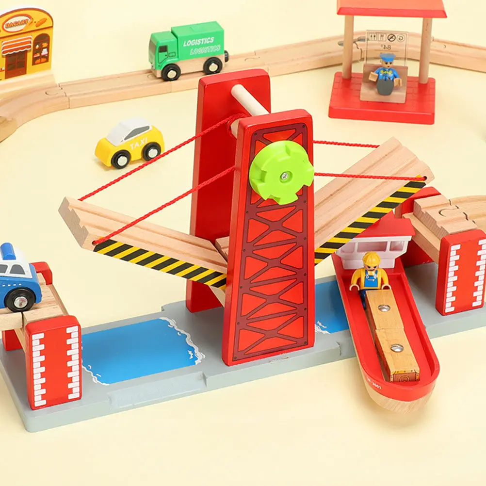 

1 Set Wooden Train Track Bridge Creative Railroad Accessory Stimulating Logical Thinking for Kids Compatible with
