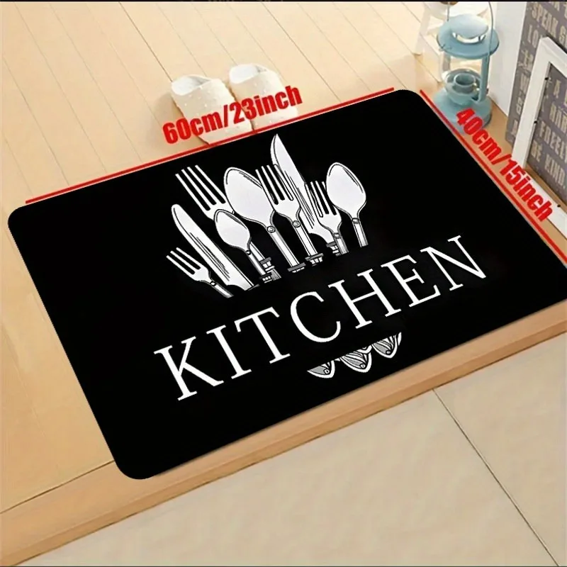 1 Piece Black Kitchen Floor Mat Bathroom Carpet Living Room Rug Bedroom Rug Entrance Mat Washable Non-Slip Carpet Room Decor view 3
