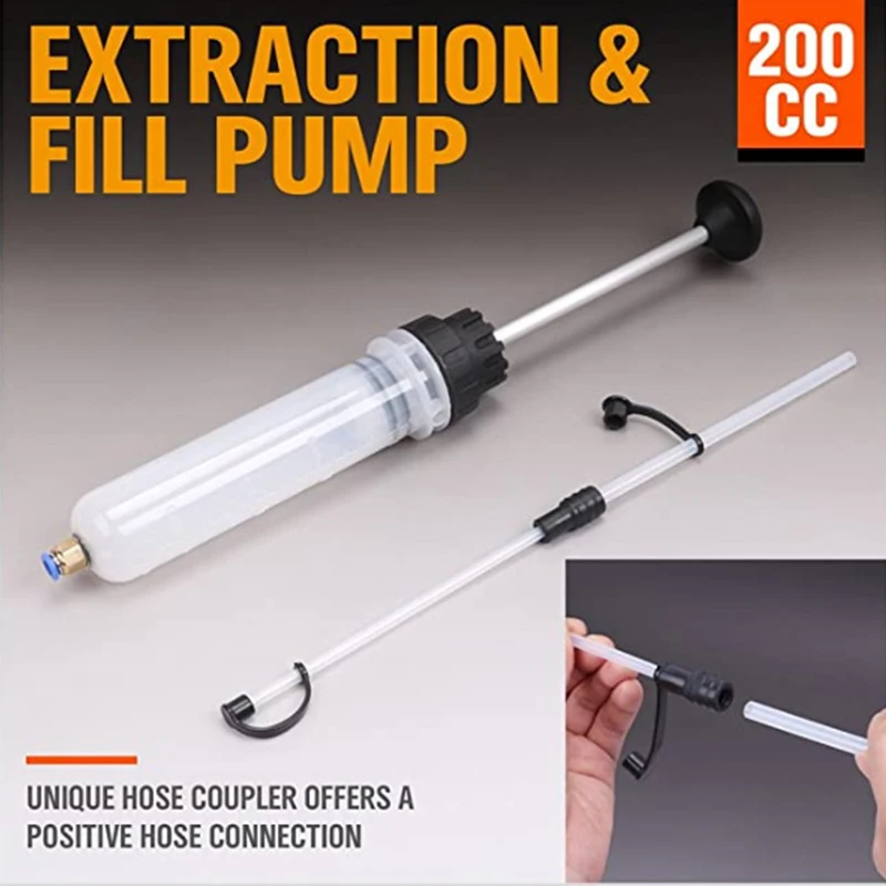 200ML Car Oil Fluid Extractor Filling Syringe Bottle Transfer Fuel Extraction Liquid Oil Auto Manual Brake Oil Pump