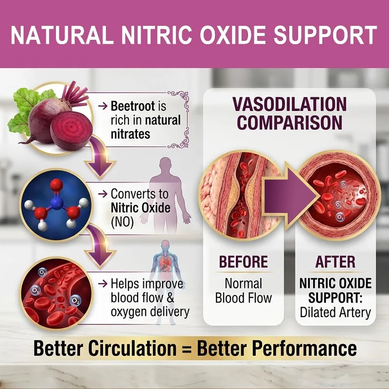Organic Beetroot Capsules 1500mg, 60 Capsules Vegetable Capsules, 30 Days Supply
