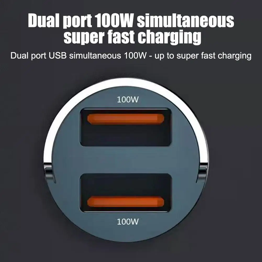 200W USB Phone Charger QC3.0 Black Fast Charging Car Interior Accessories Dual-port Output Compatible With Mobile Phones