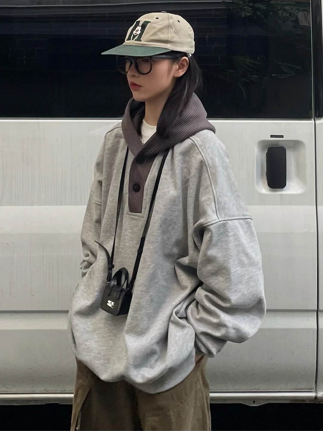 

Ретро-костюм: вязаная шапка, толстовка, повседневная свободная мужская футболка с длинным рукавом из плотного хлопка и полиэстера