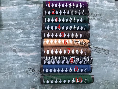 Japanese Katana Sword Accessories,20cm Slightly Curved Tsuka Handle,incl. Hard Wood,Silk Maki Rope,Alloy Fittings & Rayskin Same