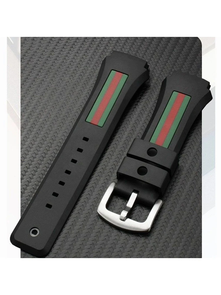 For Gucci YA137/YA137107A Rubber Watch Strap Dedicated Protruding Port Waterproof Man Black Watch Bracelet 29-21mm