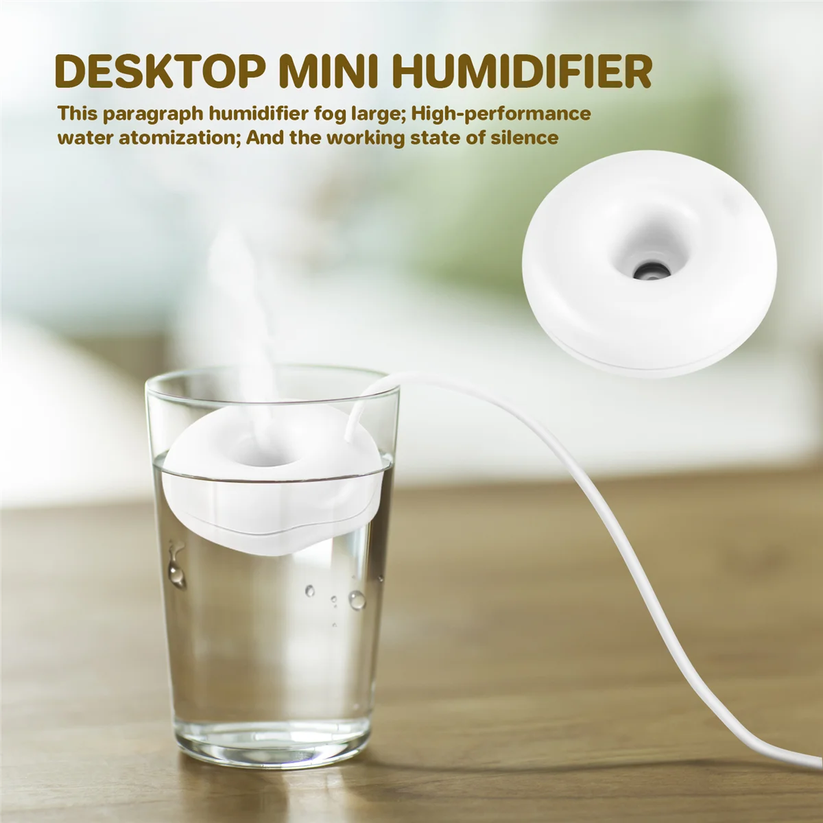 Humidificador de donut blanco, mini humidificador portátil de escritorio de oficina, purificador de aire creativo blanco