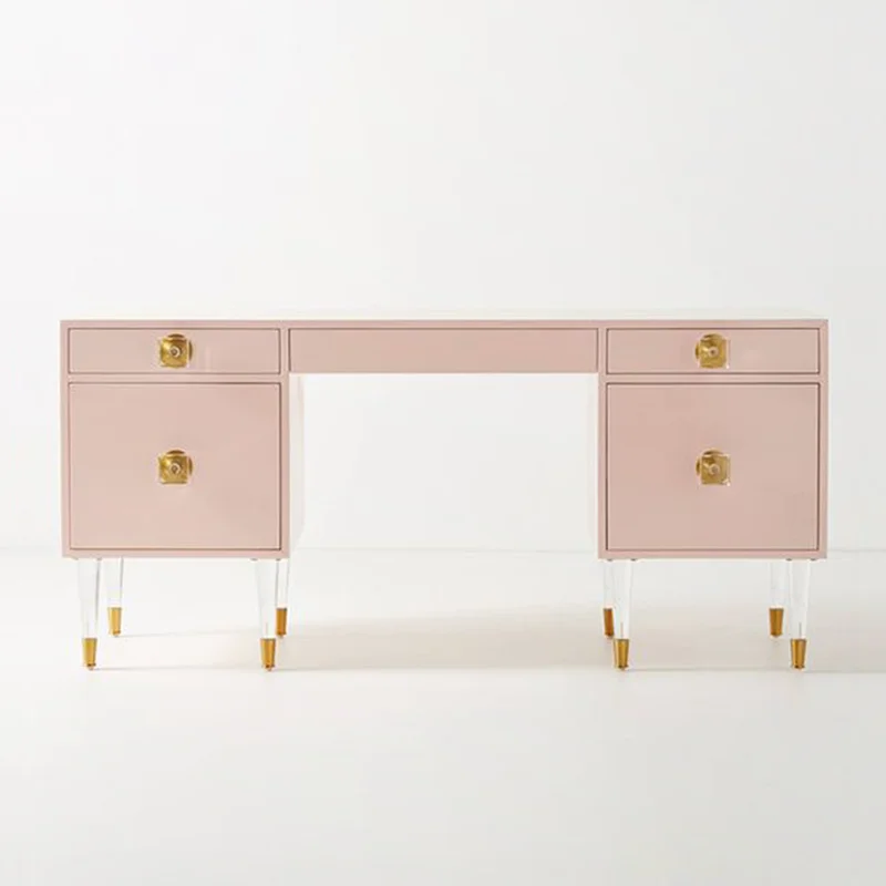 Modern Color Series 5-Drawer Storage Cabinet Dressing Table with Legs and Wood Vanity for Bedroom