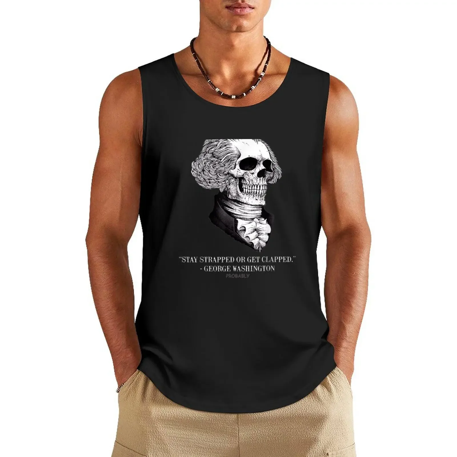 

Funny Skull Stay Strapped Or Get Clapped Tank Top gym clothing men clothings men clothes