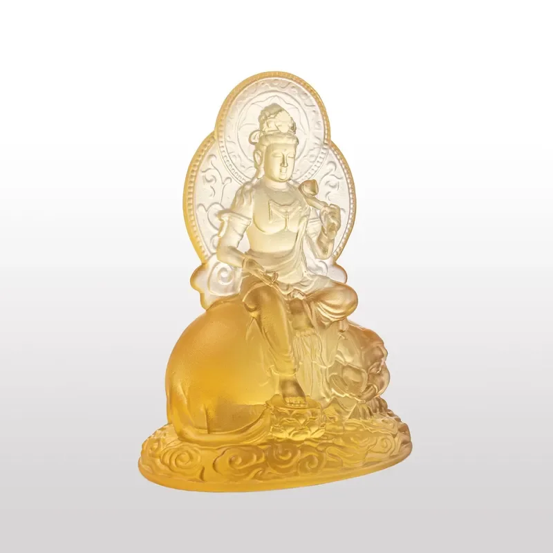 Glazed Puxian Bodhisattva Statue Home Buddhist Hall Decoration Temple Worship Ornament Craft Supplies for Spiritual Center