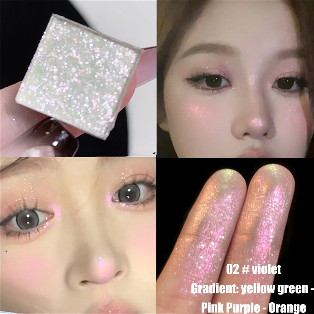 Diamond Glitter Chameleon Eyeshadow Palette Pearl การเปลี่ยนสี Highgloss Sequins ประกาย Brighten Contour Gradient Eye Makeup