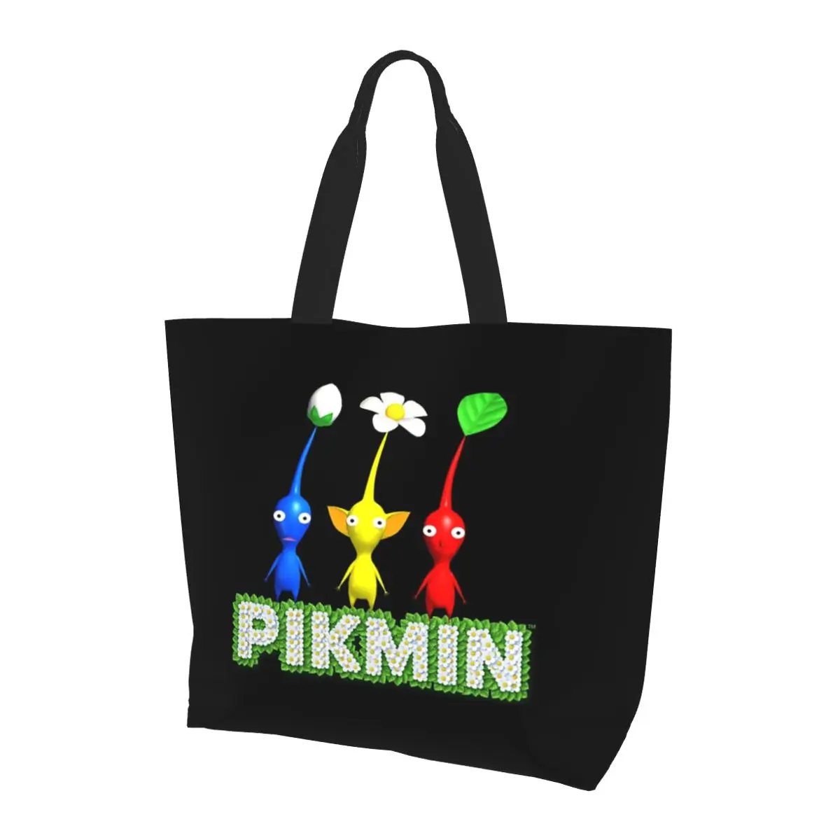 

Pikmin Сумка-тоут для покупок Холщовая сумка на плечо большой вместимости Сумка-шоппер для продуктов для женщин