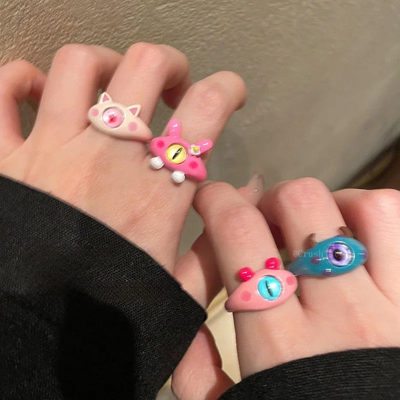 Fashion Cat Funny Personality Ring Charm Cute Style Ring Birthday Party Gift for Friends Exquisite Accessories