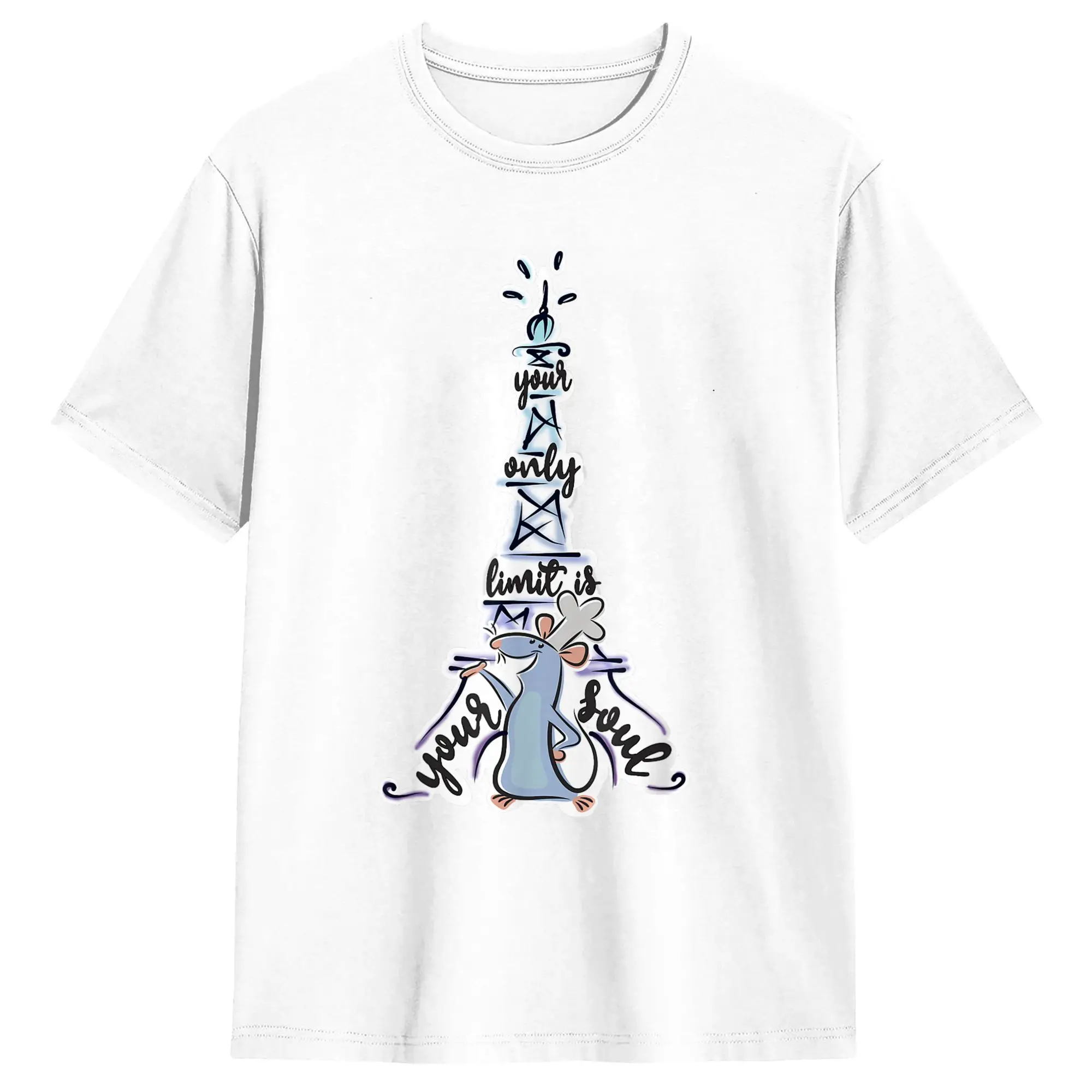 Ratatouille Remy Your Only Limit is Your Soul Men's T Shirts  Cool Tees Short Sleeve Round Collar T-Shirt 100% Cotton Clothing