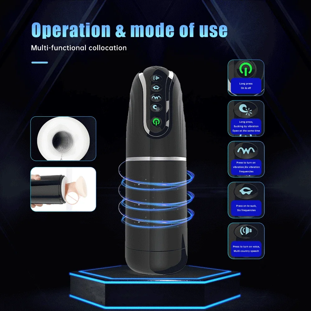 Automatic Masturbator for Men Sucking Vibrating Real Pussy Blowjob Machine Male Sex Toy Men Masturbation Cup Adult Goods for Men