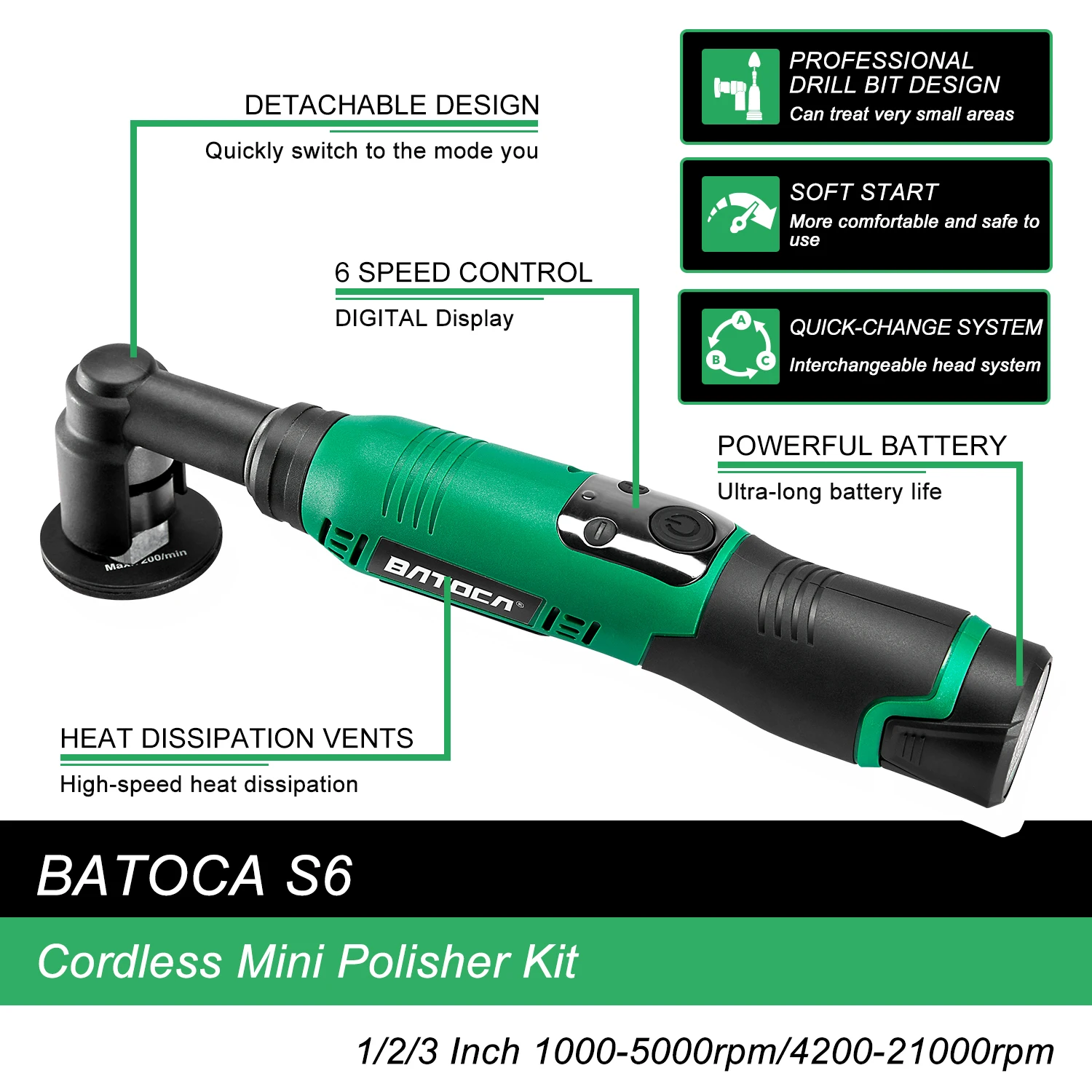 BATOCA S6 コードレスポリッシャー 12V 2.0Ah