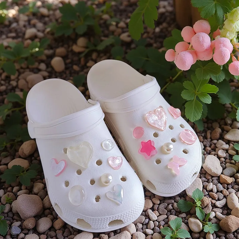 핫세일 패션 트렌드 홀 슈즈 참 DIY 핑크 러브 슈즈 버클 장식 신발 참 샌들 클로그 어린이 선물
