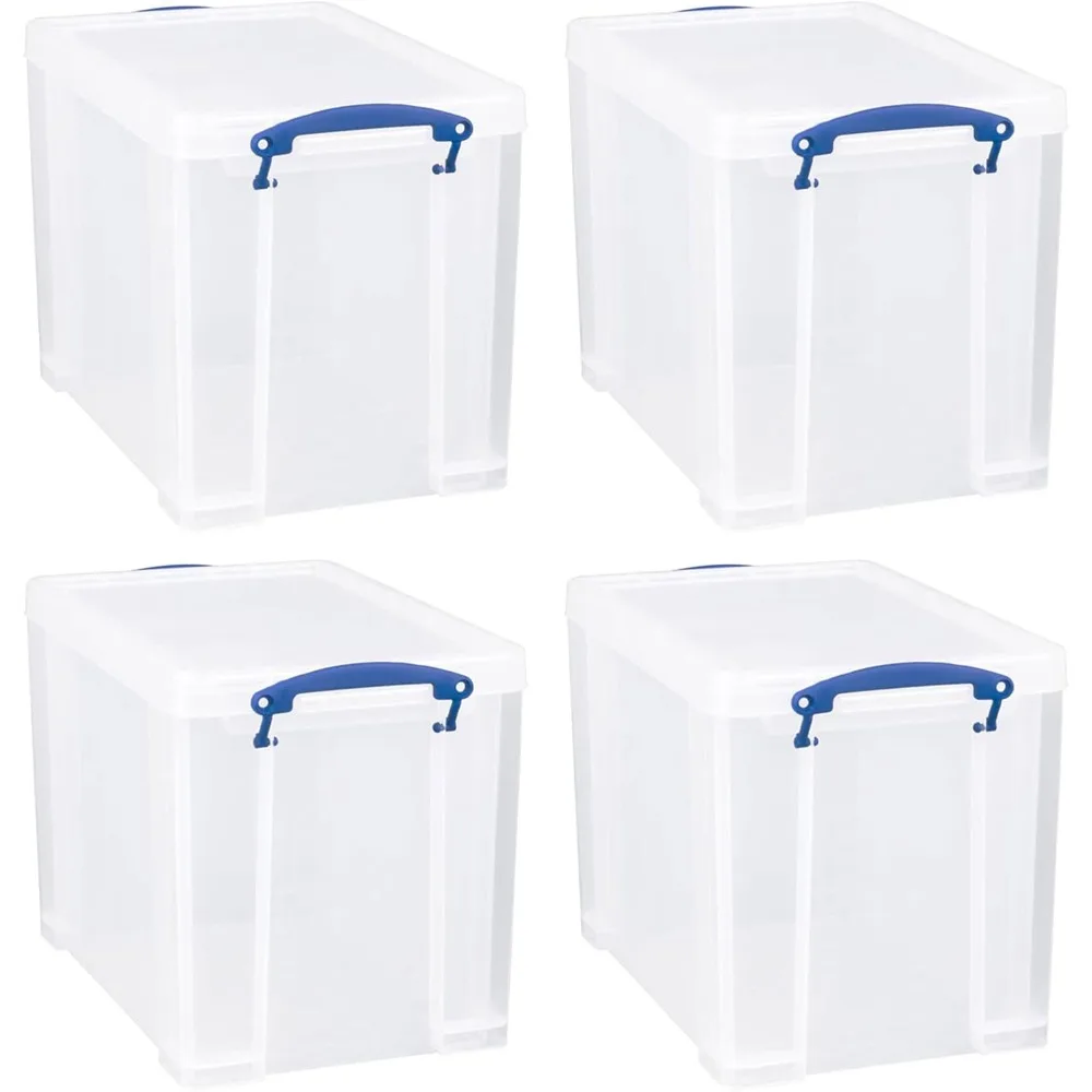 

19 Liter Plastic Stackable Storage Container with Snap Lid & Built-in Clip Lock Handles for Home & Office Organization