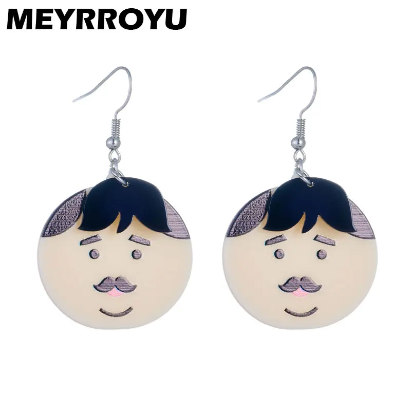 MEYRROYU Creative Bald Wig Men Acrylic Pendant Earrings Hip Hop Cute Gift Men Father's Day Gift Party Prom Jewelry