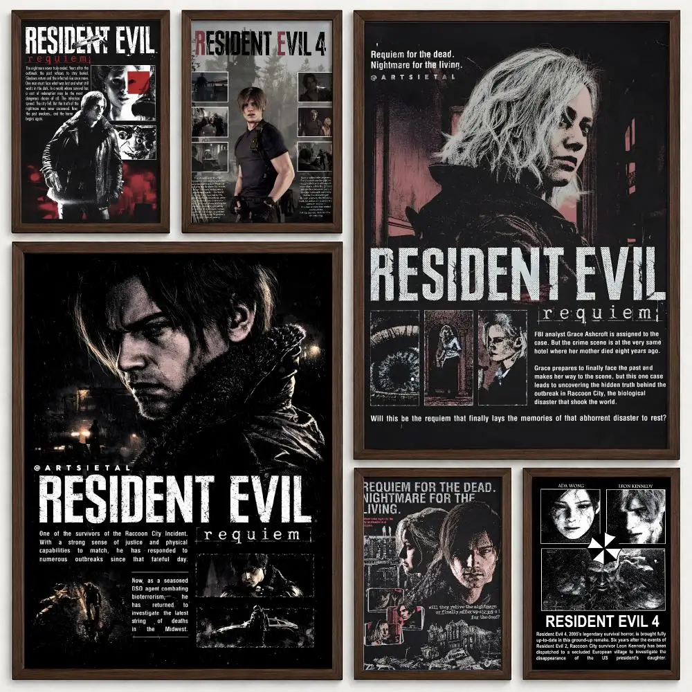 Game Resident Evil Poster Self‑Adhesive Waterproof PP Poster Coffee House Bar Wall Art Sticker Room Home Decor