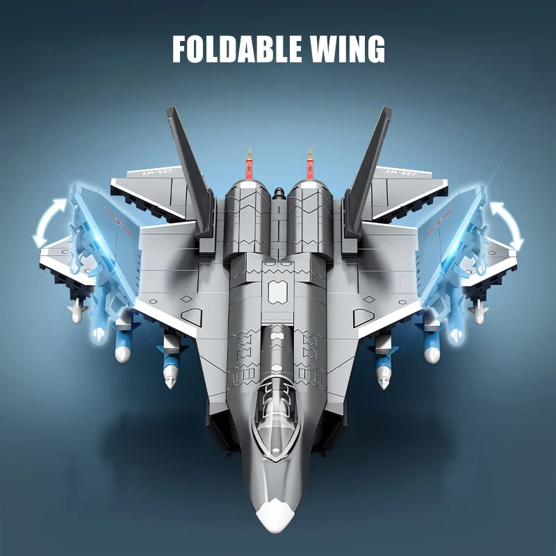 Military J35 Shipborne Fighter Jets Invisible Carrier Based Aircraft Model Building Blocks Technical Airplane Bricks Toys Gifts