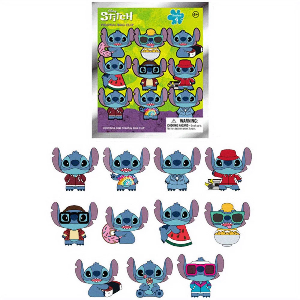 พวงกุญแจตัวละครอนิเมะแบบกล่องสุ่มลิขสิทธิ์แท้จากสติทช์  พร้อมคลิปหนีบกระเป๋า  ของขวัญ 1 ชิ้น ดิสนีย์