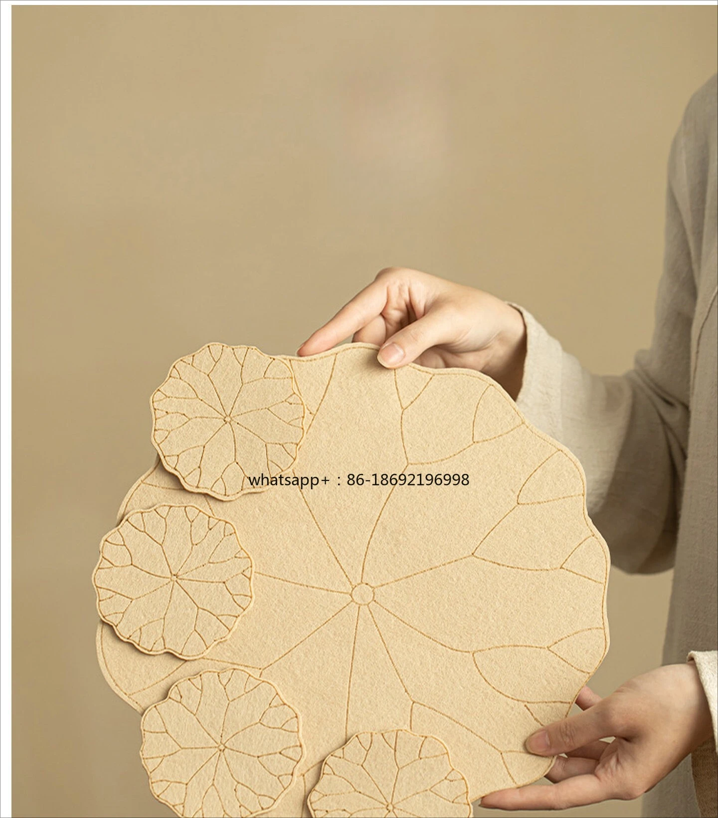Chinese Zen Tea Party Lotus Leaf Felt Pad Coaster Set Retro Insulation Pad Creative Pot Bearing Tea Ceremony Accessories