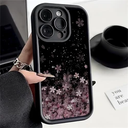 Gradient Cherry Blossoms Phone Case For iPhone 17e 17 Pro 16 15 Pro Max Plus 16e 14 13 12 Pro 11 Shockproof Soft Silicone Cover