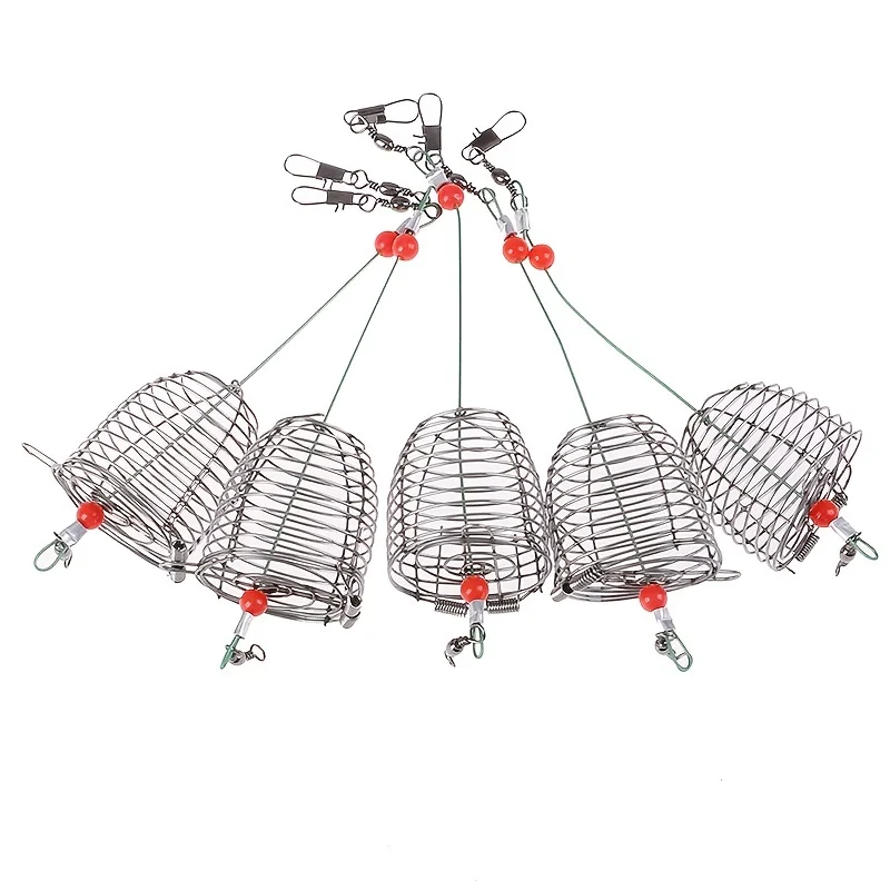 5PCS Nesting Device Nesting Cage Bait Cage Fishing Bait Cage Stainless Steel Metal Fishing Bait Cage Fishing Gear Accessories view 2