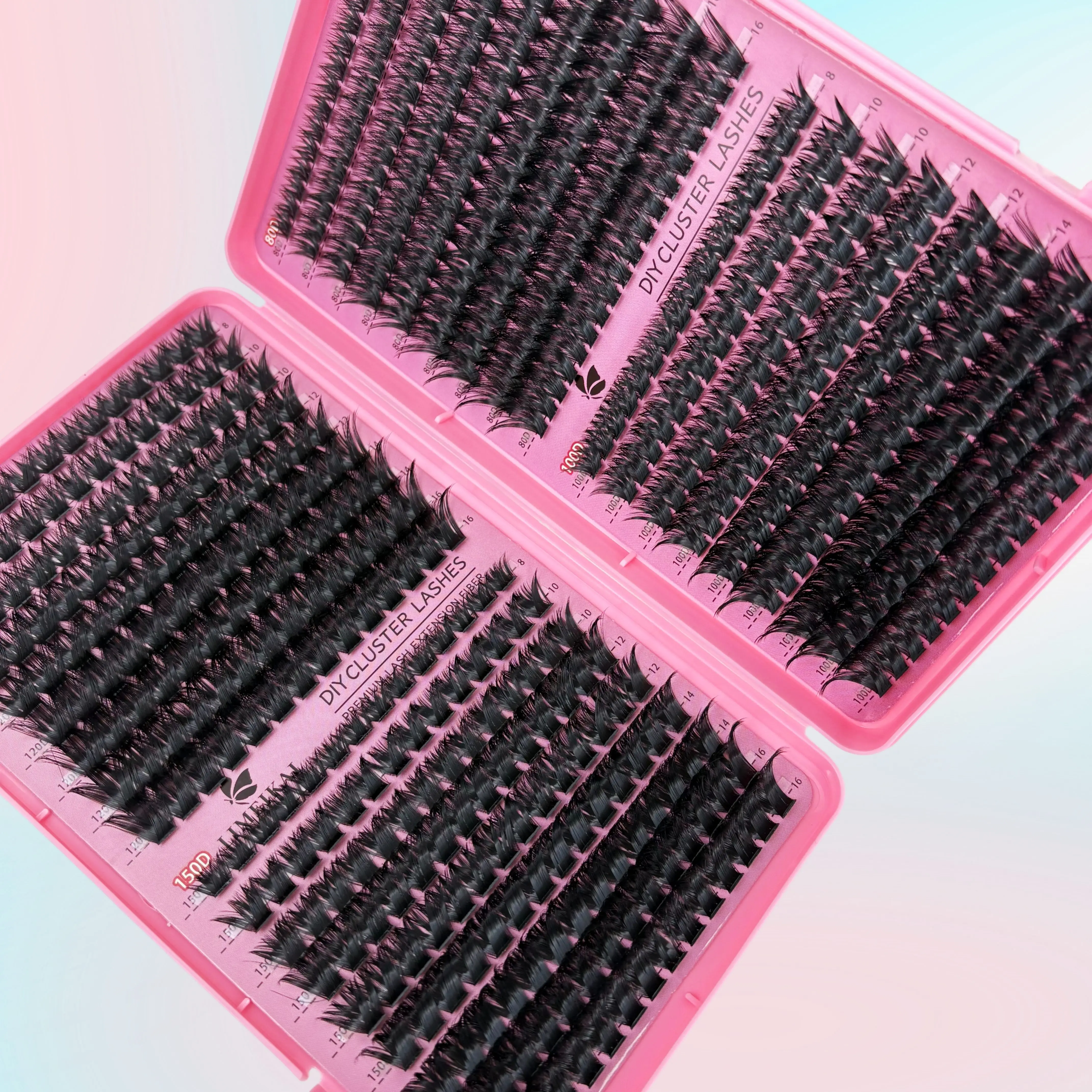 558 Clusters D-Curl DIY Lash Extension Set, 80D 100D 120D 150D Mixed Density Thick Voluminous Individual False Eyelashes
