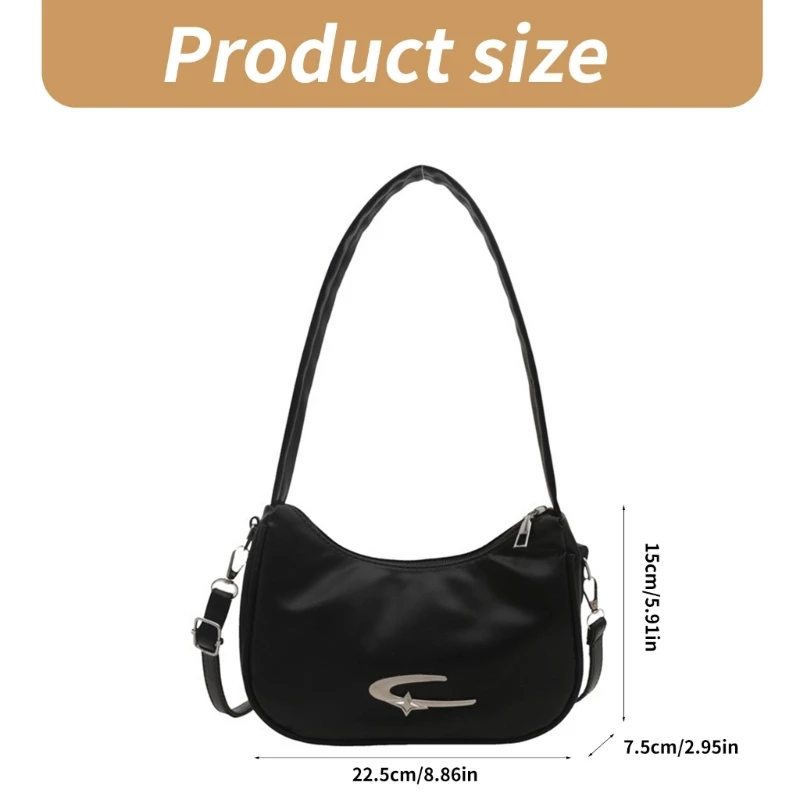 E74B Bolso hombro tipo bandolera con forma cuero PU para mujer, bolso con cremallera en axilas, Bolso y