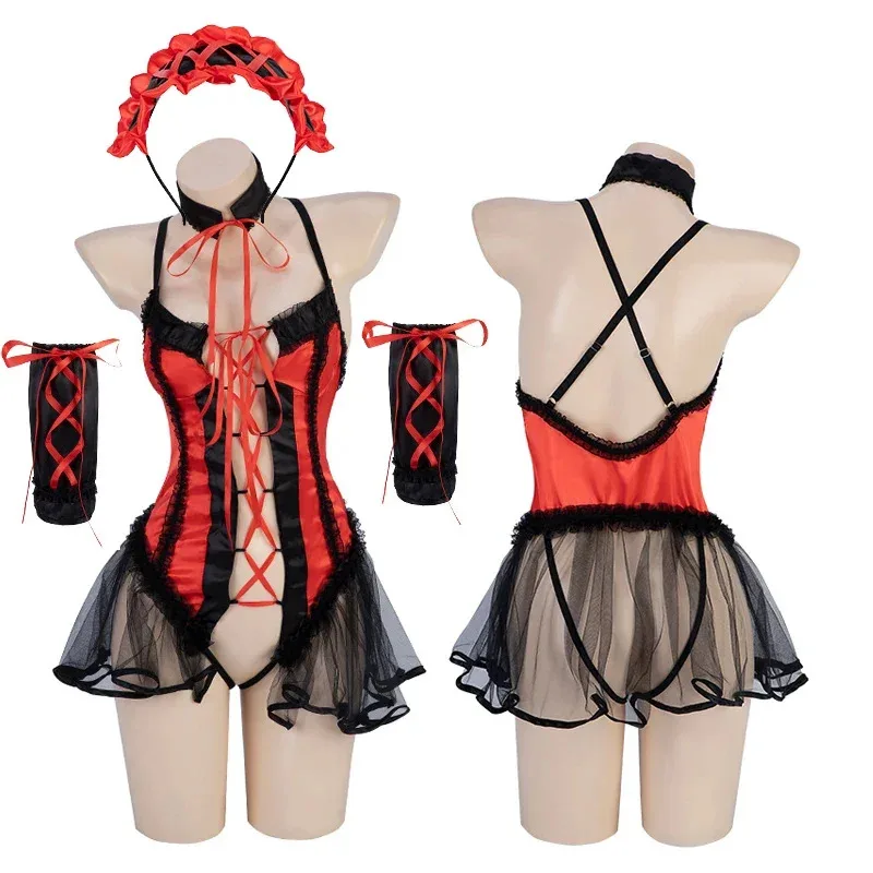 

Anime DATES AT LIVE Nightmare Tokisaki Kurumi Cosplay Lingerie Set Punk Lolita Bandage Maid Dress Backless Nightie Sleepwea SY28