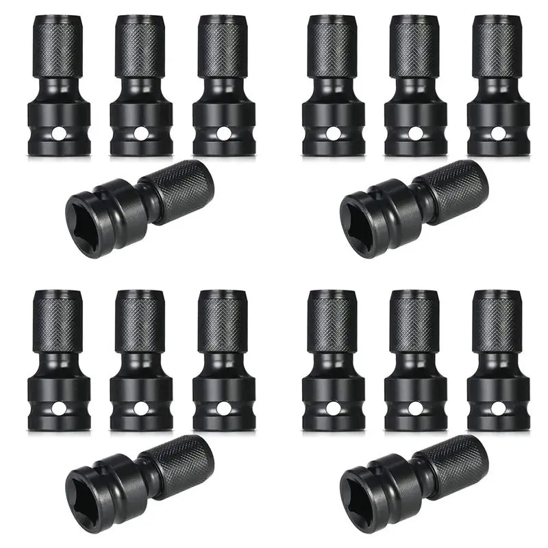 ABWZ-16 Pcs Impact Adaptor 1/2 Square Drive To 1/4 Hex Shank Socket Adapter Quick Release Chuck Converter For Ratchet Wrench