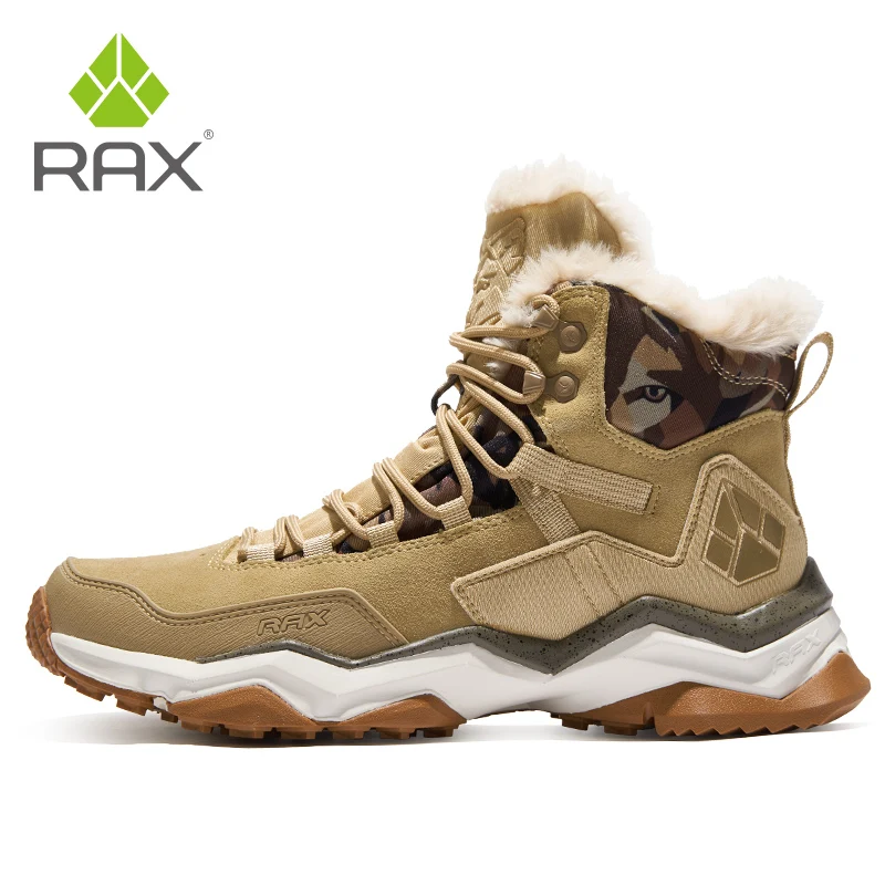 RAX Men\'s Hiking Shoes Latest Snowboot Anti-slip Boot Plush Lining Mid-high Classic Style Hiking Boots for Professional Men