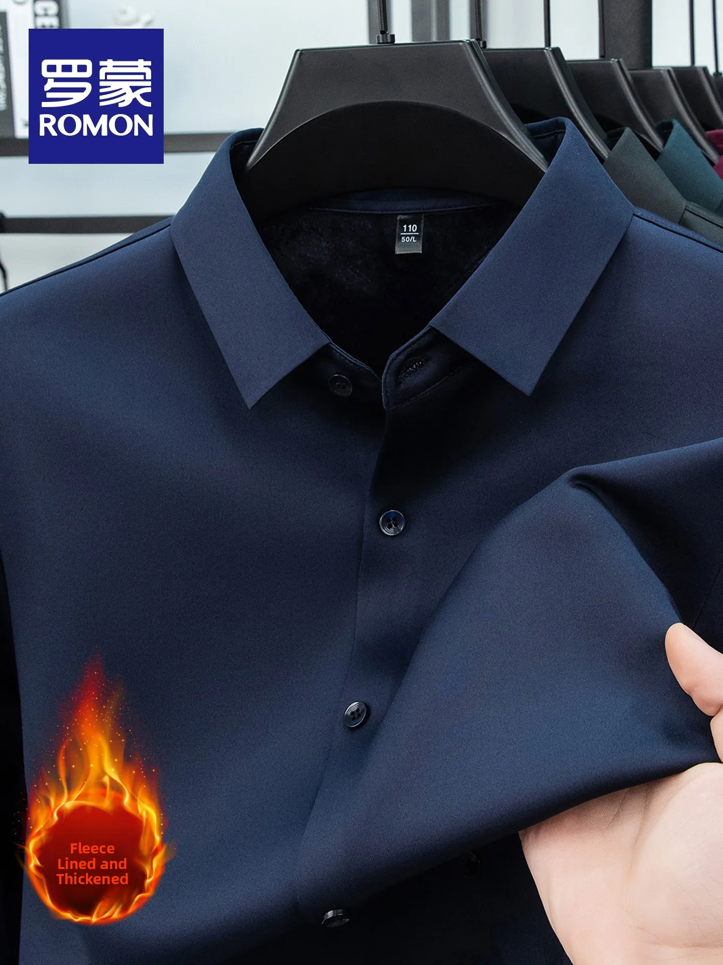 Lorom Men's Long Sleeve Fleece Lined Casual Shirt Thick Warm Business Casual Iron Free Shirt Standard Fit Polyester Fiber