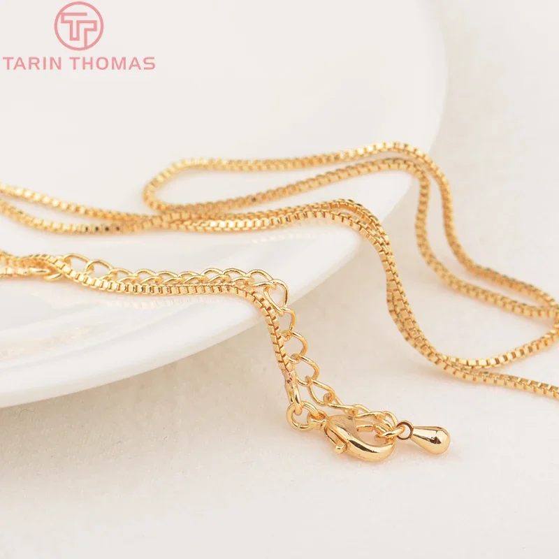 

(3815) 2PCS 45CM 24K Gold Color Brass Finished Box Necklace Chain High Quality DIY Jewelry Making Findings Accessories