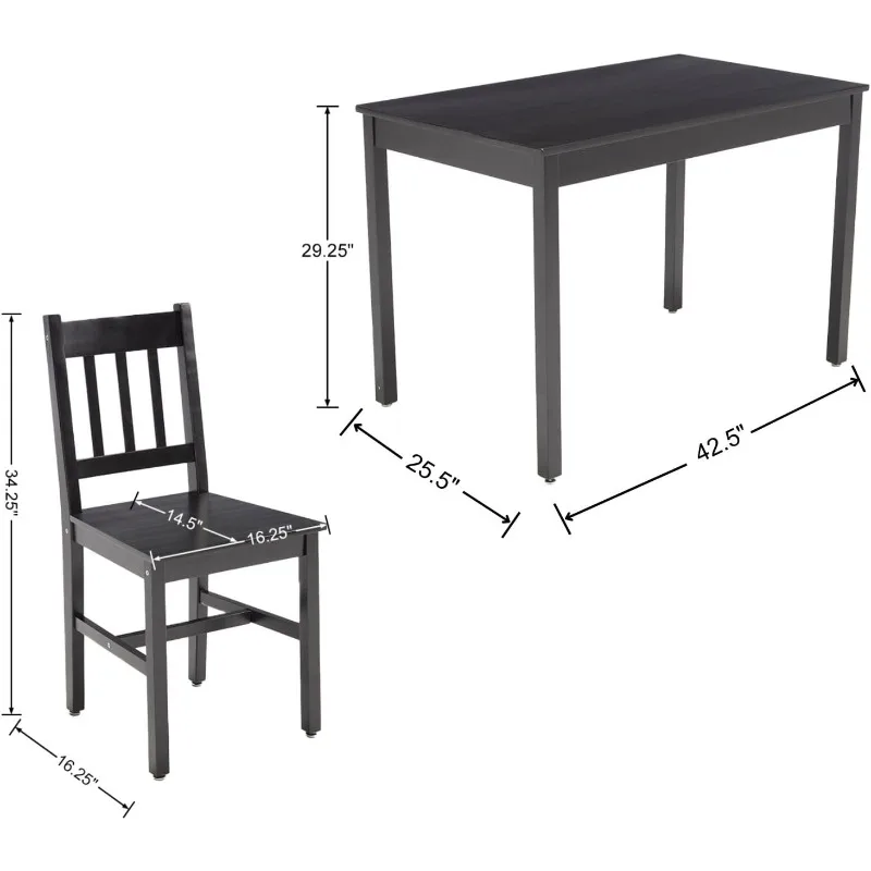 Dining Table Set for 4, 5 - Piece Kitchen Table Set 42.5 Inch Rectangular Dining Table with Chairs Solid Wood Dining