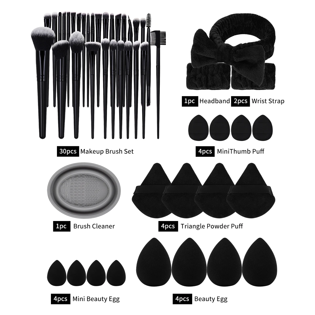 MAANGE 50-teiliges Make-up-Pinsel-Set, 30-teiliges Make-up-Pinsel mit Dreieck, Puderquaste, Beauty-Ei für Puder, Foundation, gemischte Schönheitswerkzeuge