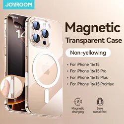 Joyroom Magnetic Case For iPhone 16 15 Pro Max Case For iPhone 16 Pro Anti Yellow Transparent Cover Wireless Charger Thin Cover