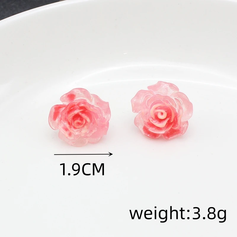 Candy Colors Luminous Resin Rose Flower Stud Earring for Women Ice Permeating Halo Staining Simple Wedding Jewelry Girl Gift