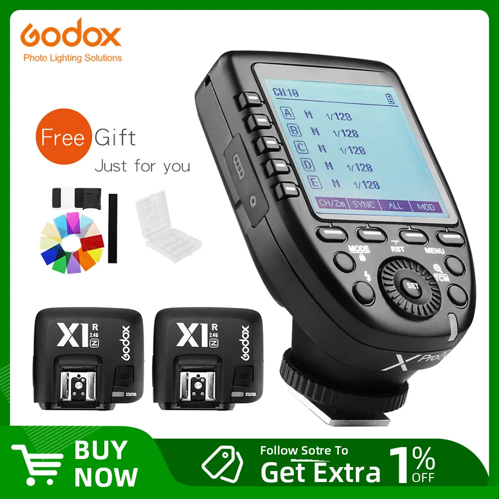 Godox XPro-N i-TTL 2.4G Wireless High Speed Sync X system Trigger + Godox 2x X1R-N Receiver For Nikon Cameras