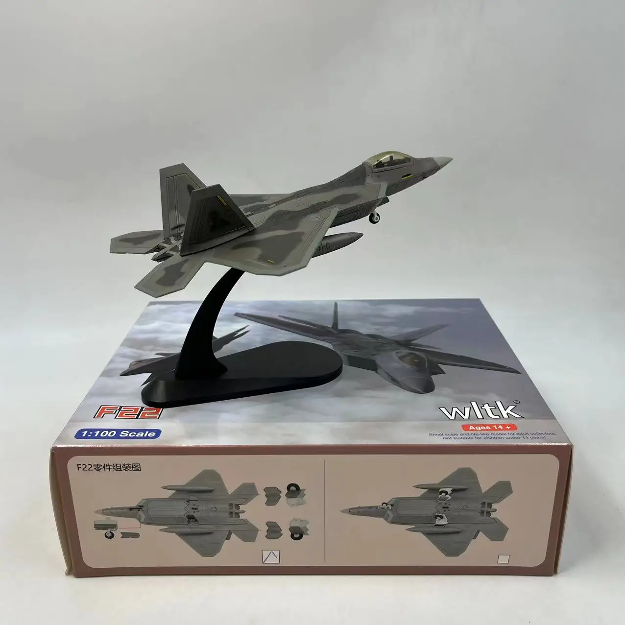 Wltk Diecast Metal Plane Toy 1/100 Scale Model Toys Lockheed F-22 F22 Raptor Fighter USA Air Force